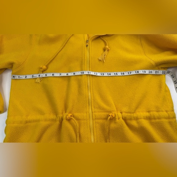 VTG Liz Wear Zip Up Hooded Fleece Cinch Waist Mustard Jacket Womens Med Petite - Picture 4 of 9